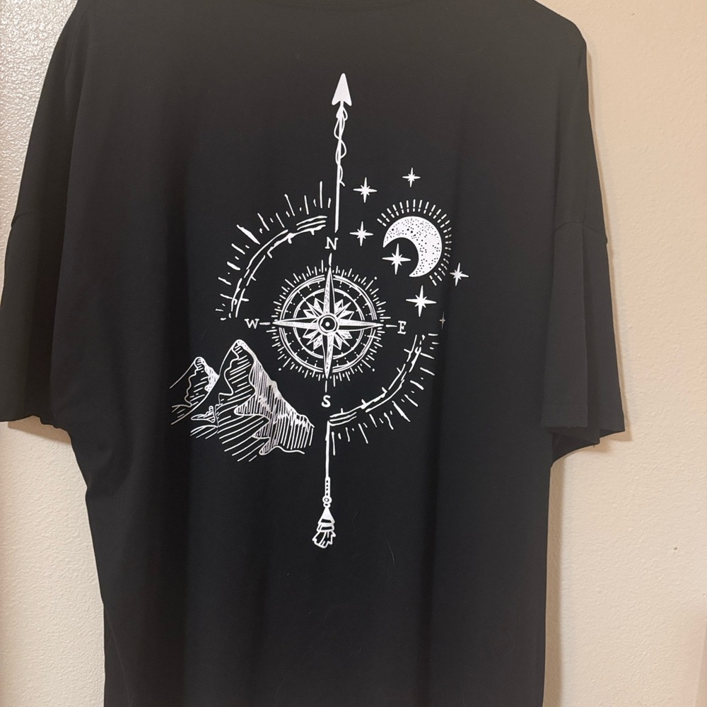 Sheike Black Short Sleeve Tee with Mystical Graphics
